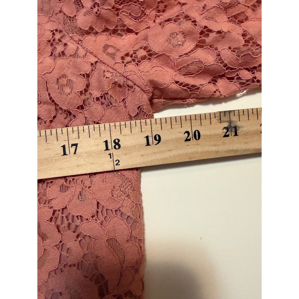 Rachel Zoe Blouse Womens Medium Coral Pink Floral Lace Button Up Long Sleeve Top - Picture 7 of 9